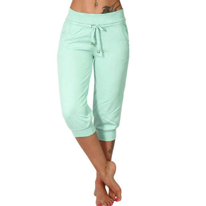 Luvène — Jogger Capri con Vita Regolabile e Tasche
