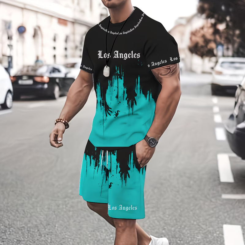 Kaldor — Set T-shirt e Pantaloni Corti con Stampa Grafica