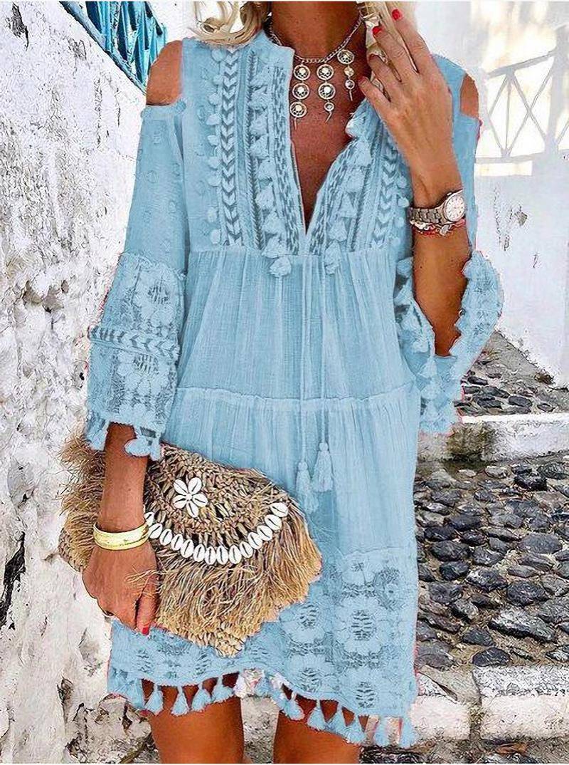 Bréziane — Abito Maxi in Cotone e Lino Ricamato