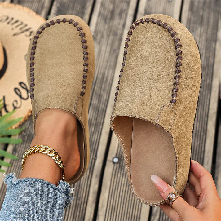 Maeven — Mule in Suede Retro Slip-On Comfort Flat